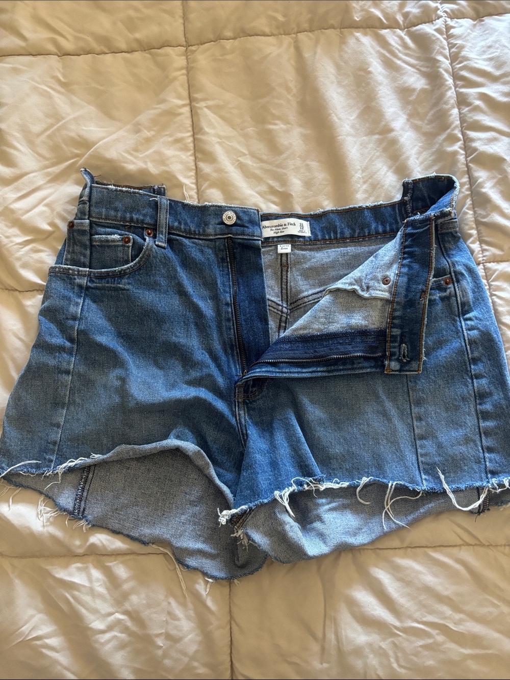 Abercrombie & Fitch High-Rise “The Mom Short” Denim Shorts